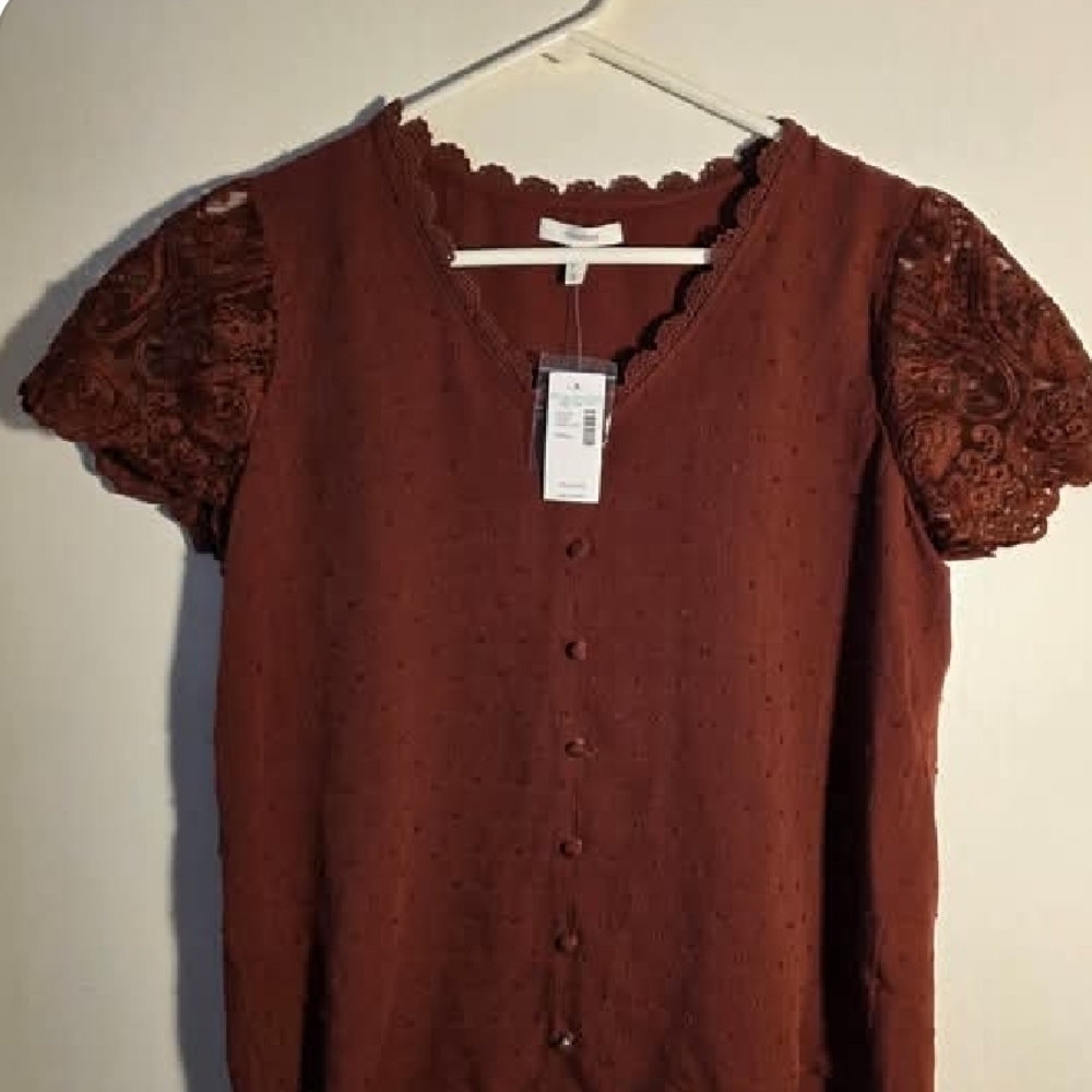 Maurices Rust Lace Sleeve Blouse